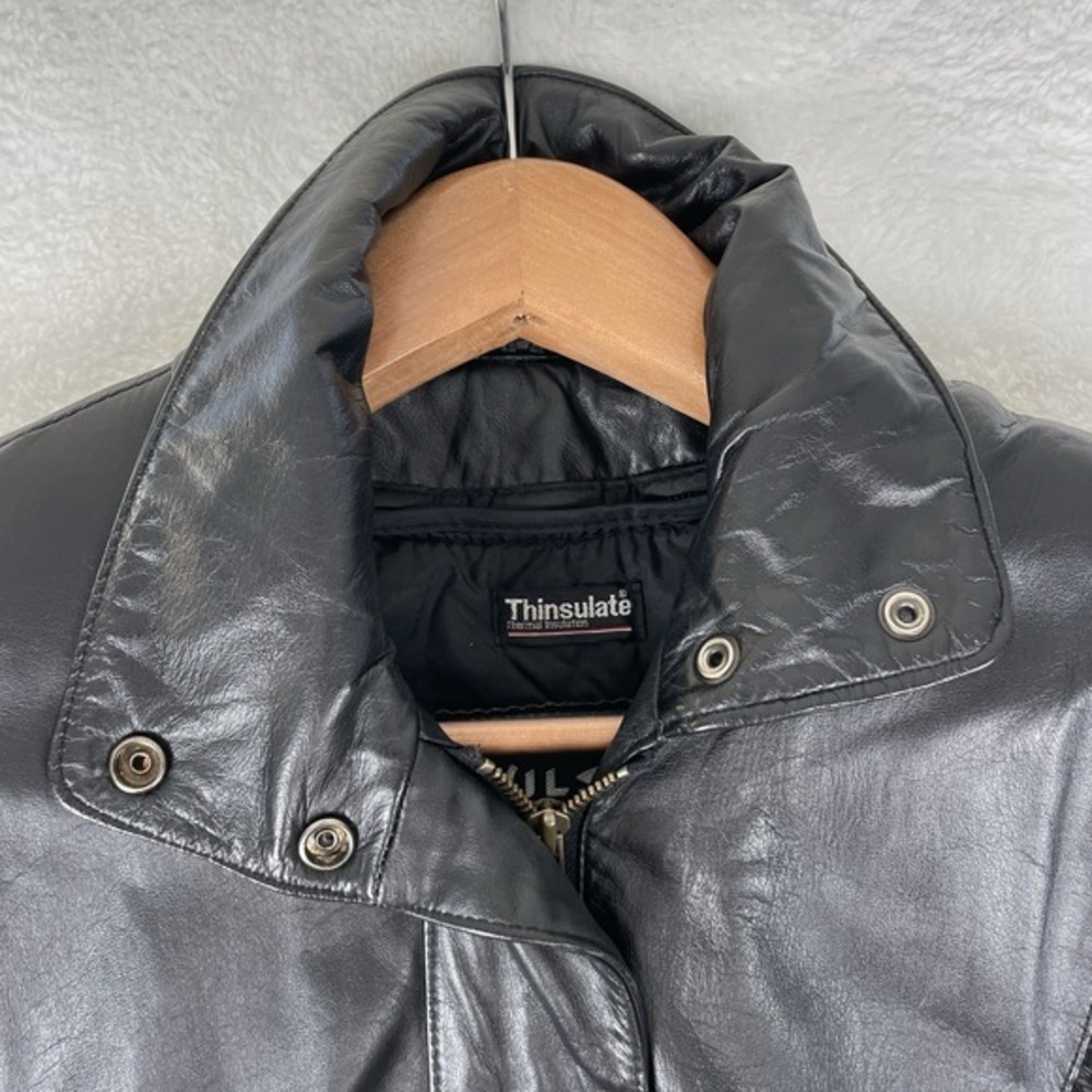 VTG Wilson's Leather Coat SZ XS Thinsulate Trench‎ Full Zip 80s 90s Animal Biker - Picture 17 of 17